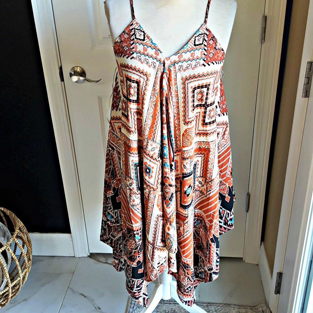 NEW! ANTHRO'S BLU PEPPER BOHO Handkerchief HEM DRESS